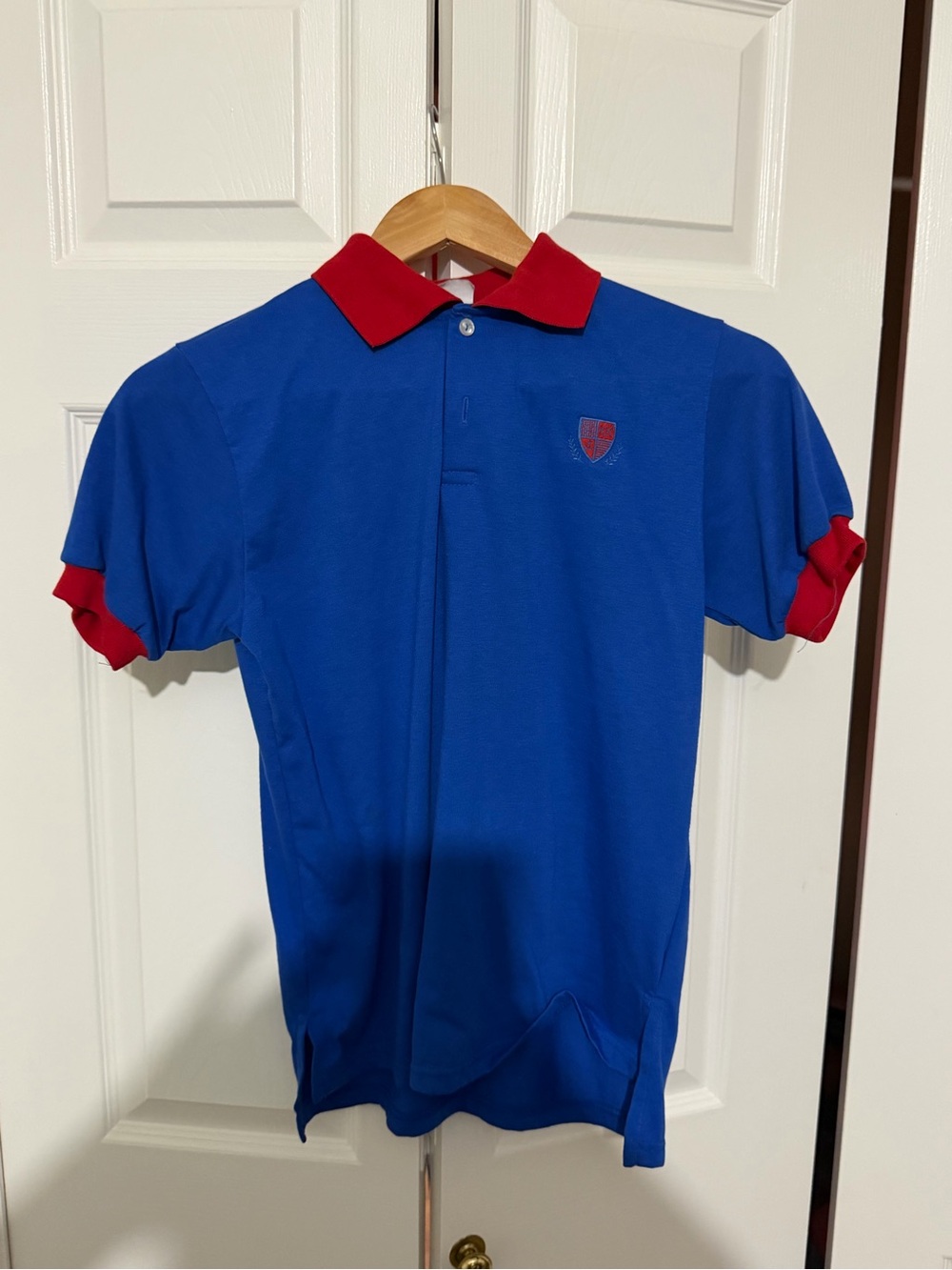 Kelly's Kids Blue Polo with Red Collar & Cuff Accents 10-12